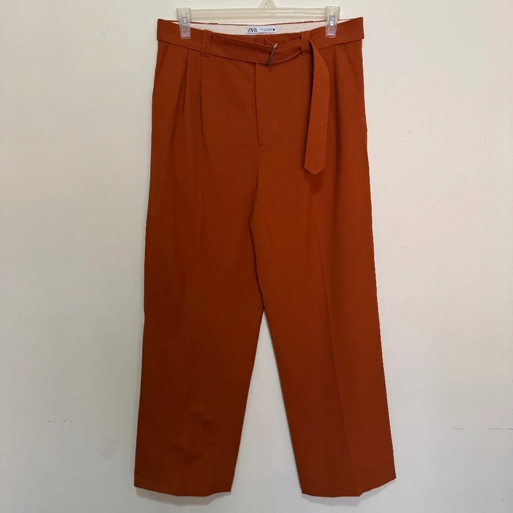 Zara The Straight Tapered Trousers in Geranium Color Size XL Style  2659/460/616 - Picture 6 of 15